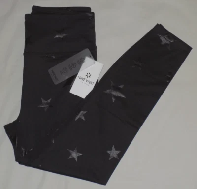 Nine West Active Women's 4-Way Stretch Star Print Leggings Black M New - Image 1 of 4