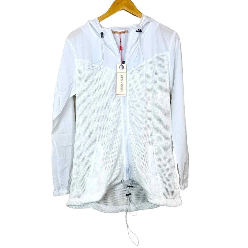 Chaqueta XCVI Mujer Blanca Malla Canyon Light MEDIANA Cremallera Larga Con Capucha Nueva con Etiquetas Foto 1 de 4