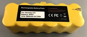 Rechargeable Battery Pack For: Roomba 510 Replace 80501 14.4v 3800mAh 54.72 A2.1 - Picture 1 of 3