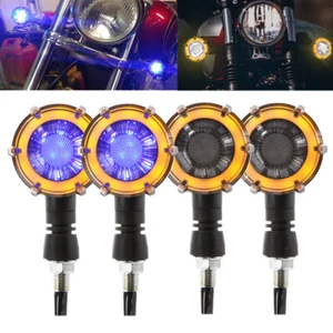4pcs Blue/Amber LED Turn Signal Lights Bullet For Suzuki Boulevard C50 M50 C90 - Picture 1 of 12