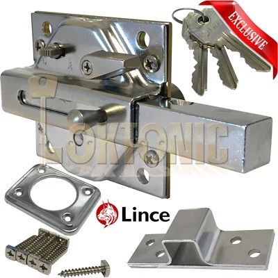 Lince Lock cromato alta sicurezza cerchio resistente cancello capannone garage bullone scorrevole - Immagine 1 di 4