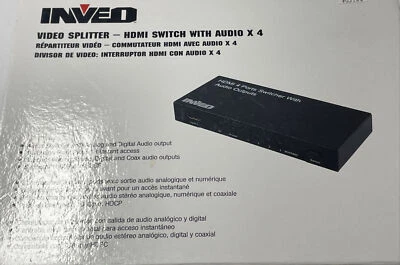 INVEO Video Splitter; HDMI Switch With 4 Audio Outputs- Supports 1080P and HDCP  - Image 1 of 4