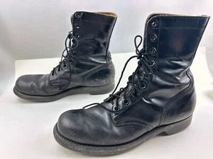 Vintage 966 US Army Combat Jump Boots Black Leather Size 10 N GZ 7-66 - Picture 1 of 13