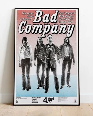 Póster de la gira de Hamburgo 1977 Bad Company - Live hasta 36" Foto 1 de 2
