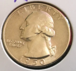 1950-S 25C WASHINGTON QUARTER MS BANKFRISCH SILBER PHILADELPHIA - Bild 1 von 2
