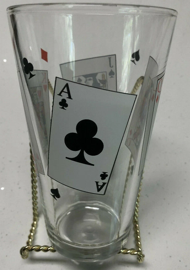 Vintage LUMINARC PLAY CARDS Pint Beer Glass As, King, Queen, Jack Foto 1 de 4