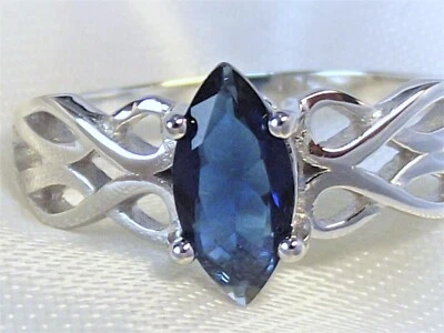 RING 925 STERLING SILBER SAPHIR cz. 10mm blau oval Gr. 17 keltischer Knoten - Bild 1 von 4