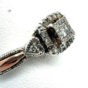 Vintage 10K Rose Gold and 925 Sterling Silver Diamond Ring - Ssize 7.25 - Picture 1 of 10
