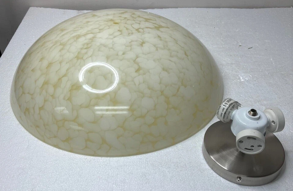 NEW JUSTICE DESIGN 18" ARTISAN GLASS SHADE BRUSHED NICKEL CEILING LAMP LIGHT - Image 1 of 4