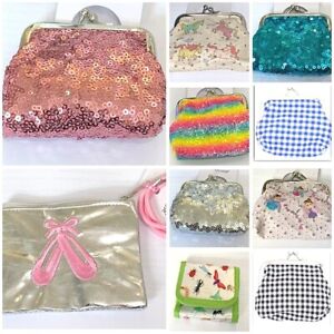 Coin Purse Clasp Glitter Sequin Rainbow Neon Gingham Camouflage Card Wallet