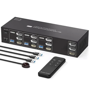 KVM Switch 3 Monitors 3 Computers 2 Displayport HDMI 8K60HZ - Picture 1 of 1