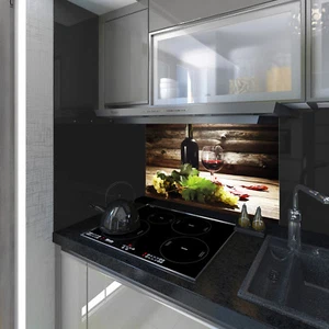 Splashback Toughened Glass Modern Unique Kitchen Red Wine on Wood Any Sizes - Picture 1 of 3