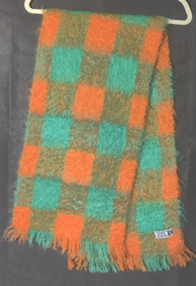Bufanda a cuadros vintage de mohair puro Glen Elgin Foto 1 de 4
