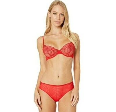 La Perla CAMELIA красный вышитый эластичной нейлона UW бюстгальтер 32D и бриф XS - Изображение 1 из 4