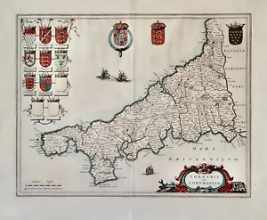 Antike Landkarte, Blau, Cornubia sive Cornwallia, 1660 - Bild 1 von 1