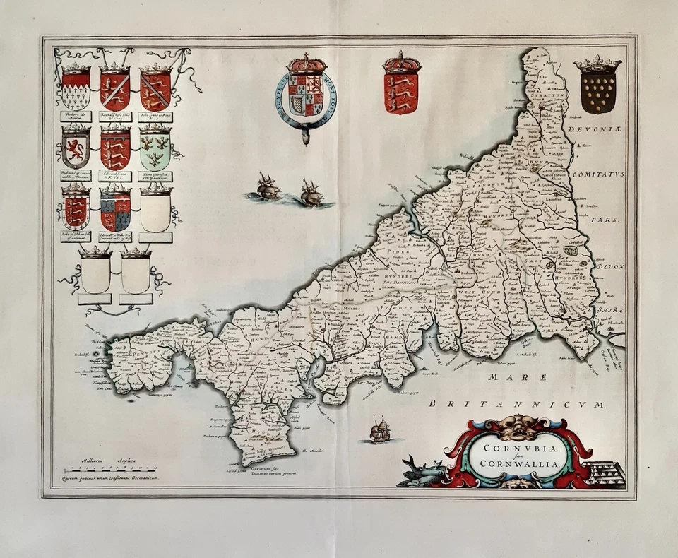 Antique map, Blaeu, Cornubia sive Cornwallia, 1660 - Image 1 of 1