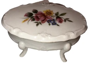 Vintage Giappone Ceramica Vanità ��Scatola Portagioie Casetta Chic Rose�� - Foto 1 di 12