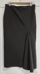 BASSIKE Heavy Stretch Ribbed Skirt Sz 2 Grey Back Detail - Picture 1 of 5