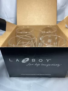 Lazboy 4 Stück Set Klar Diamant Gravur Kristall Stiellos Weingläser - Bild 1 von 7