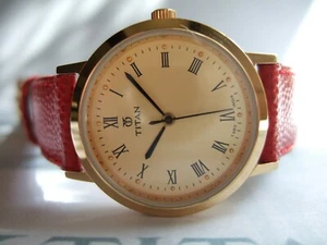 Women's Titan Classic Gold Plated SPORT 839YAB Watch! Gold Dial! RED Strap! - Picture 1 of 12