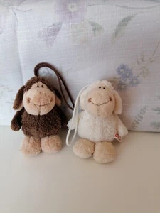 2x Nici Lolly Mäh Schaf Weiß u. Braun mit Anhänger ca.8cm Plüschtier Kuscheltier - Bild 1 von 11
