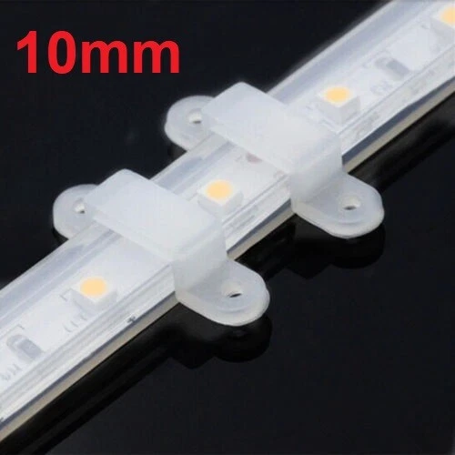 50x LED Strip Mounting Clips 10mm Brackets Holders Plastic Silicone Screw Holes - Image 1 of 4