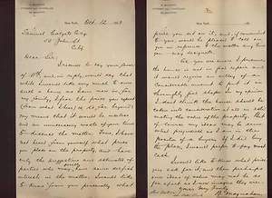 lettera commerciale firmata 1883 a Samuel Colgate dall'avvocato di New York B. Moynahan - Foto 1 di 1