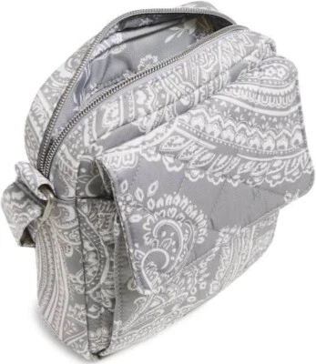 Nuevo Bolso Bandolera Vera Bradley Acolchado Sarga Gris Nube Bolsillos Paisley Foto 1 de 4