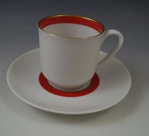ARZBERG GERMANY LAUFFER CORAL BAND DEMI - ESPRESSO CUP AND SAUCER - Picture 1 of 4