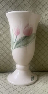 Pfaltzgraff Garden Party 8.5” Stoneware Vase - Pink Tulips & Purple Violets - Picture 1 of 7