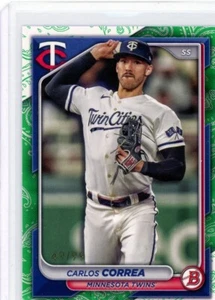 CARLOS CORREA - Twins - 2024 Bowman Baseball Green Pattern 49/99 - Picture 1 of 2