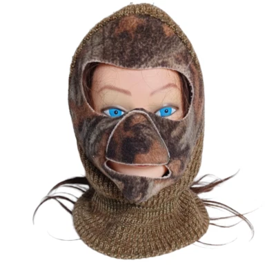 Camo Hunting Ski Face Mask Knit & Fleece Nose Coverage Hat - Image 1 of 4