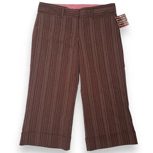 Heart Soul Gray With White Pinstriped Wide Leg Crop Capri Pants Sz 11 W31 L22 - Picture 1 of 12
