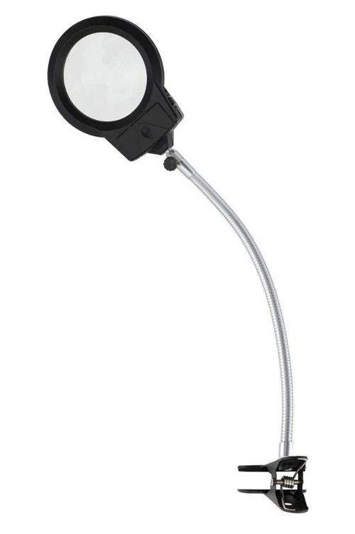 Dual 4x-6x Magnifying Glass Reading Light w LED Lights Flexible Gooseneck Clamp - Image 1 of 4