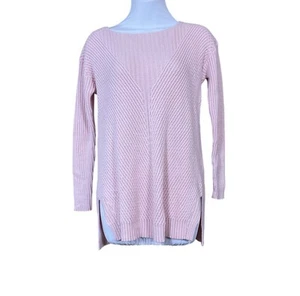 Suéter Pullover Vince Camuto Mangas 3/4 Rosa Cuello Barco Texturizado Tejido Acanalado XS - Imagen 1 de 6