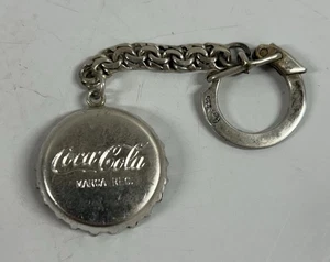 Coca-Cola .925 Sterling Silver Mexican Bottle Cap Key Chain RMGO - Picture 1 of 3