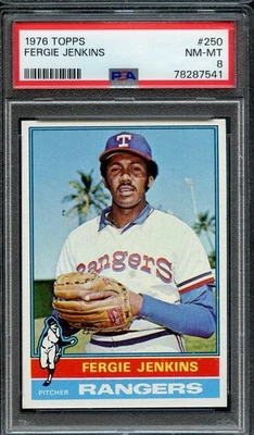 1976 Topps #250 Fergie Jenkins PSA 8 HOF Texas Rangers 7541 - Image 1 of 2
