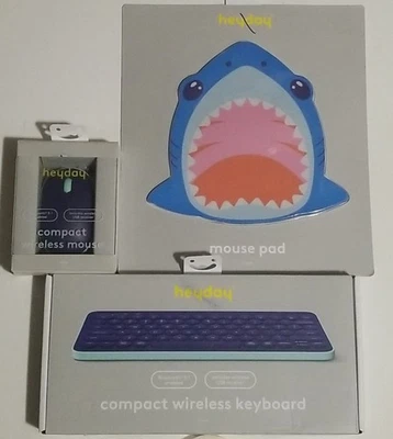 *Bundle* HeyDay Bluetooth Compact Wireles Keyboard / Mouse & Mouse Pad Navy/Teal - Image 1 of 4