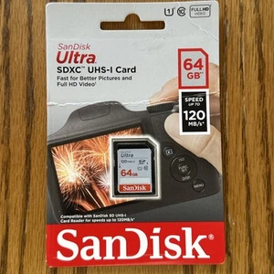 SanDisk Ultra SDXC UHS-I Memory Card 64 GB Class 10 Speed up to 120 MB - Picture 1 of 2