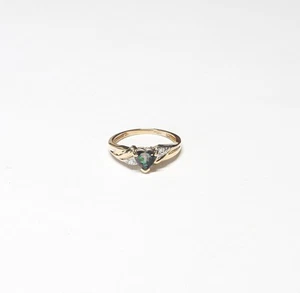 Estate 10K YG Syn. Alexandrite & Diamond Lds. Ring - Size 7.75 - 2.77g Not Scrap - Picture 1 of 6