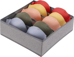 5-Cell Underwear Drawer Dividers, Foldable Storage Box for Bras & Clothes (Grey) - Picture 1 of 5
