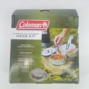 Coleman 5-Piece Aluminum Mess Kit Scout Economy Kit Fry Pan, Pot, Lid, Plate Cup - Picture 1 of 3