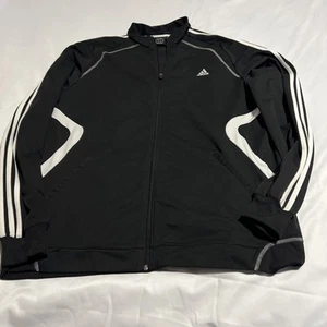 Adidas Men’s 3 Stripe BlackWhite Warm-up Jacket Size XL RN#88387 Ful Zipper - Picture 1 of 7