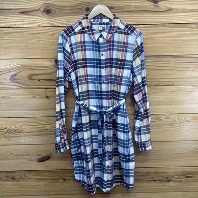 Vestido camisero Goodthreads para mujer grande de franela a cuadros con cuello rojo amarillo B109 Foto 1 de 4