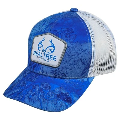 Realtree 钓鱼钩鹿角布贴网帽-Wav3 蓝色 — 第 1/3 张图片