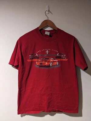 Vintage 90s Mustang The Legend Lives Racing Red Medium T-Shirt - Image 1 of 4