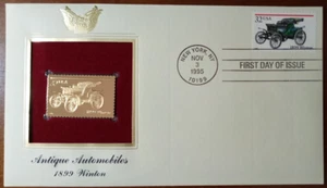 Antique Automobiles (1899 Winton) 22k Gold Foil FDC USPS 1995 32¢ Stamp L@@K! - Picture 1 of 11