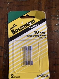 Cooper Bussmann Fuses, 10 Amp Time Delay Fuse, BP/MDL-10, 2 fuses - Picture 1 of 2