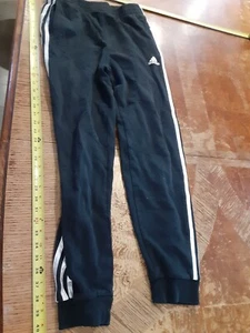 Adidas Pants Youth Extra Large XL 18 20 Black White Striped Jogger #S97 - Picture 1 of 4