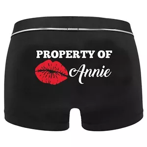 Personalised Valentine's Day Boxer Gift Men Him Funny Shorts Trunks Property Of - Picture 1 of 3